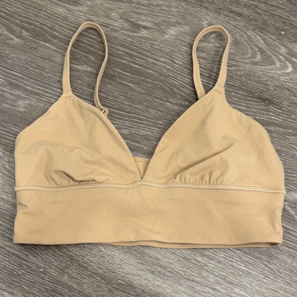 SKIMS Fits Everybody Triangle Longline Bralette Clay Nude Medium Lingerie Lounge - Picture 3 of 10